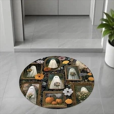 1 Flannel Floor Mat, Halloween Haunted House Carnival Theme, All Souls' Day Mat,