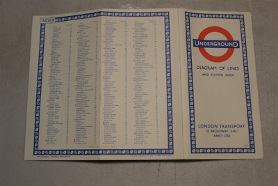 LONDON TRANSPORT UNDERGROUND - DIAGRAM OF LINES 1959
