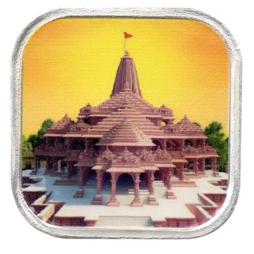 Ram Mandir Ayodhya Coin/Ayodhya Mandir Silver Coin 24k (999) Certified - Picture 3 of 3