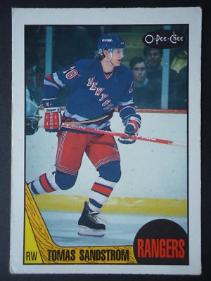NHL 28 Tomas Sandstrom New York Rangers O-Pee-Chee 1987/88