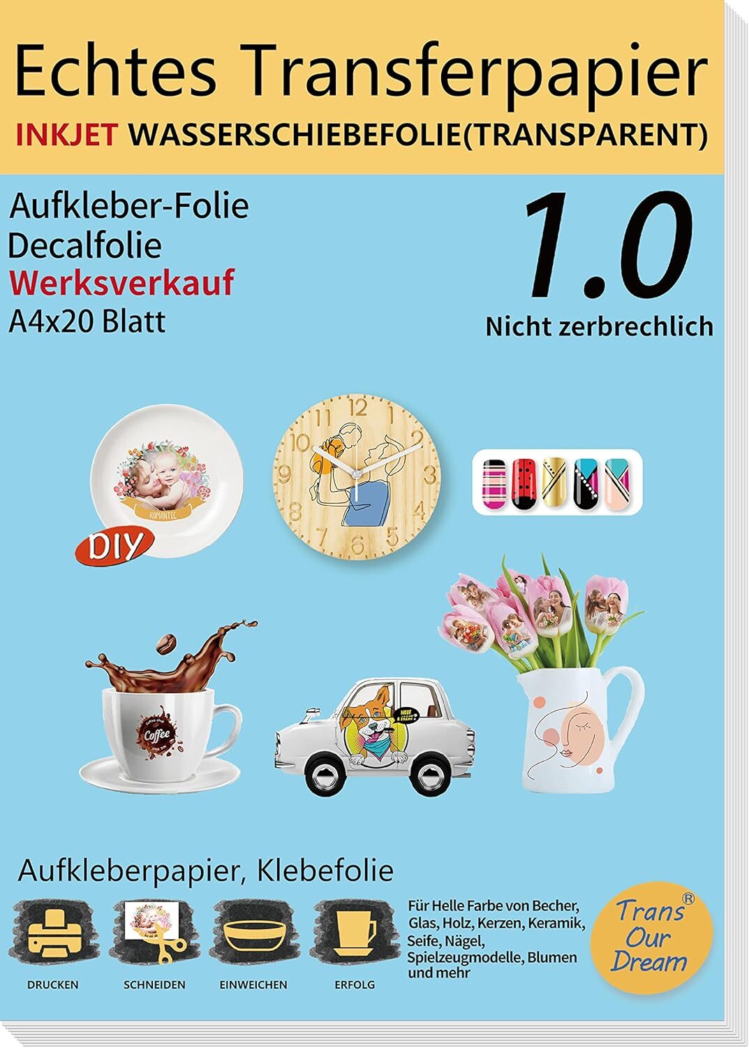 Струйный принтер TransOurDream DIN A4X20 BlattПРОЗРАЧНЫЙ ECHTE 2990₽