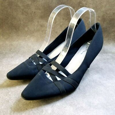 It's OK Womens LIYA 154517 Size 9.5 Black  Pointed Toe Slip On 3'' Heel Pumps