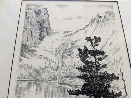 Vintage Original Etching DREAM LAKE by Lyman Byxbe Signed & Framed - Picture 5 of 9