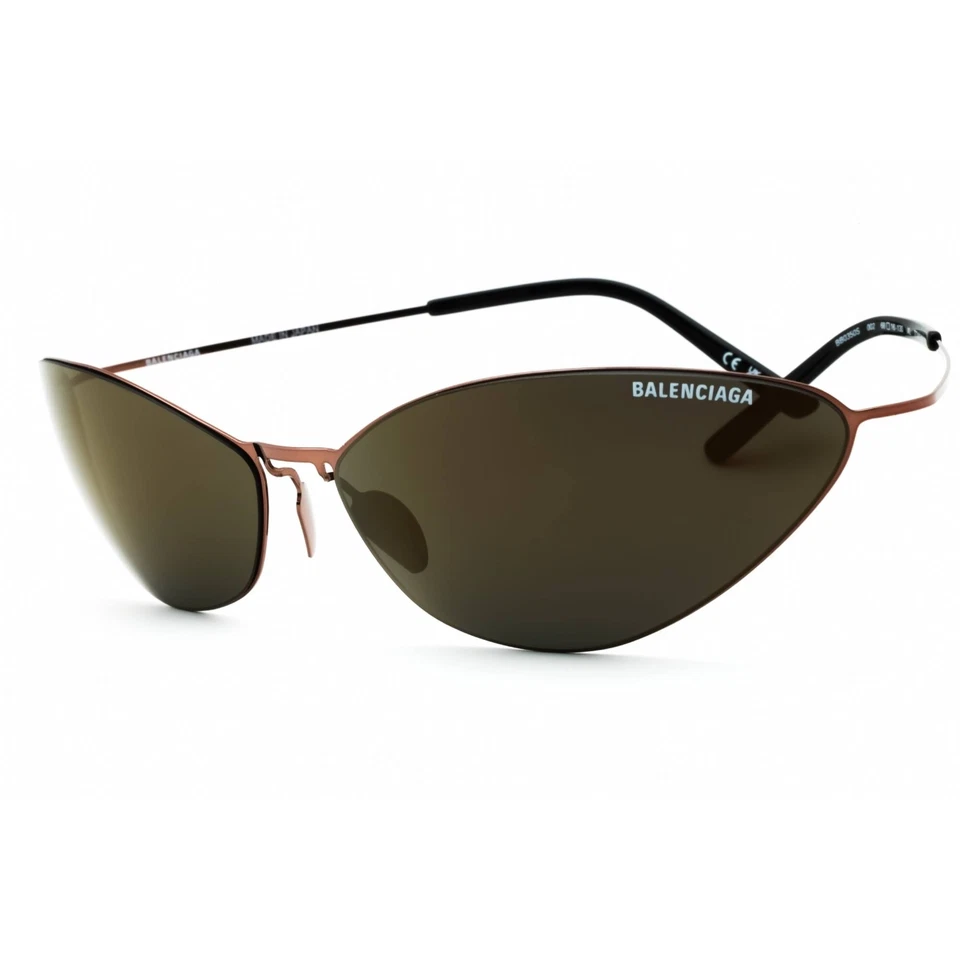 Gafas de sol Balenciaga unisex marrón titanio ovaladas marco de borde completo BB0350S 002