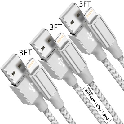 pack Fast Charger 3FT (1m) MFI Certified USB-A Cable For iPhone