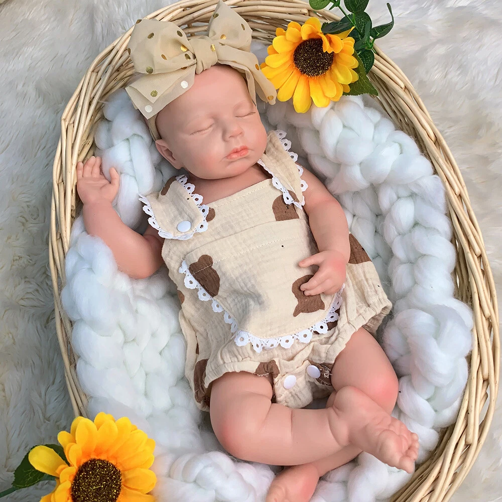 18Inch Floppy Full Body Silicone Reborn Doll Lifelike Newborn Girl Baby Loulou