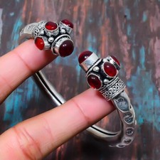 Mozambique Garnet Gemstone Handmade 925 Sterling Silver Bracelet Adjustable