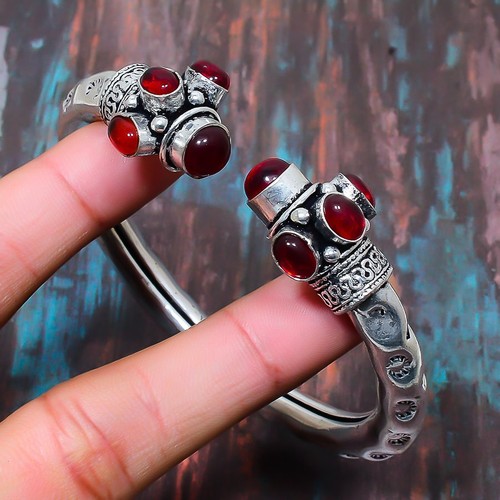 Mozambique Garnet Gemstone Handmade 925 Sterling Silver Bracelet Adjustable