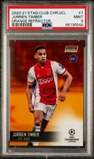 2020-21 Jurrien Timber Topps Stadium Club Chrome Orange Rookie Card 24/25 PSA 9