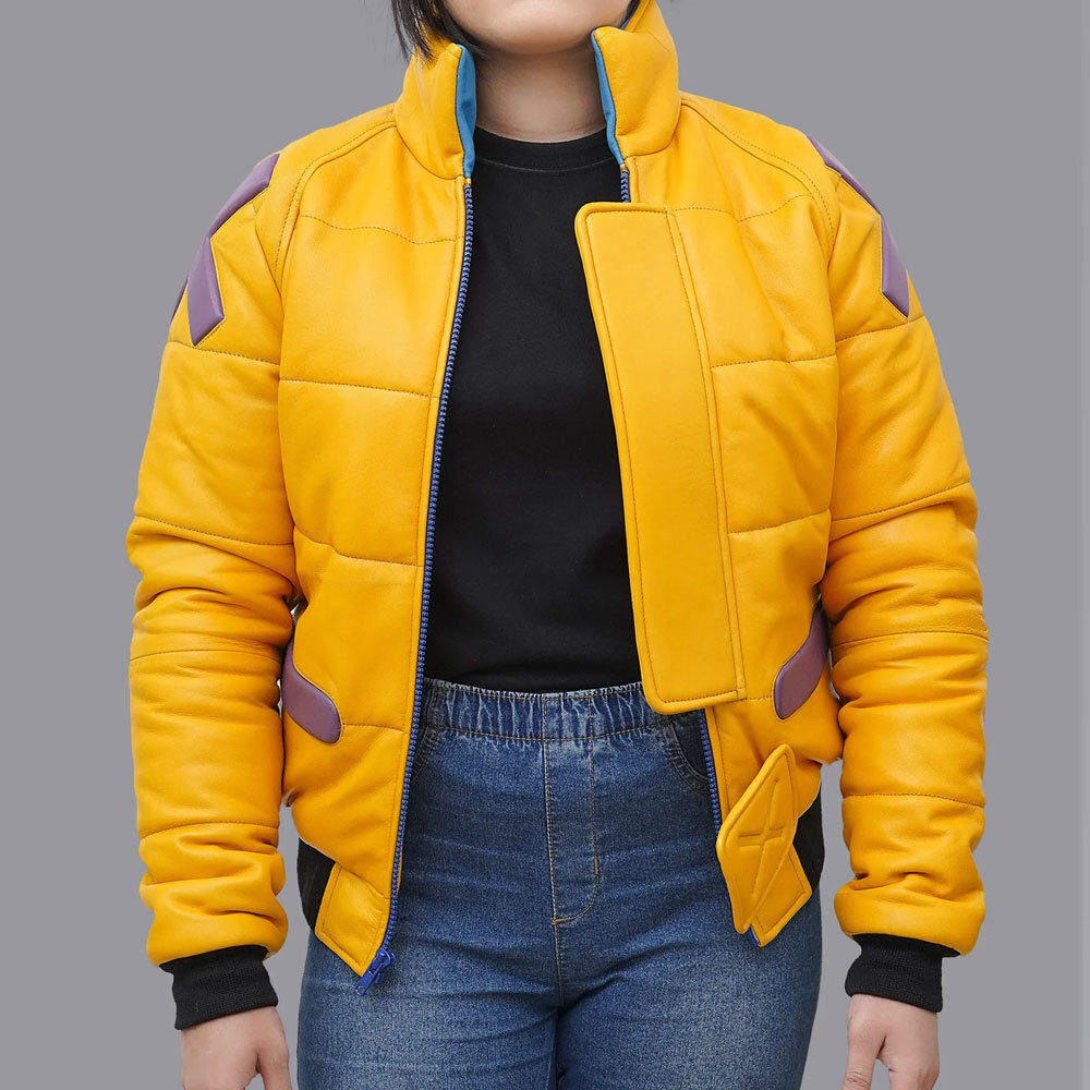 Handmade Valorant Killjoy Yellow Leather Jacket For Men and Women