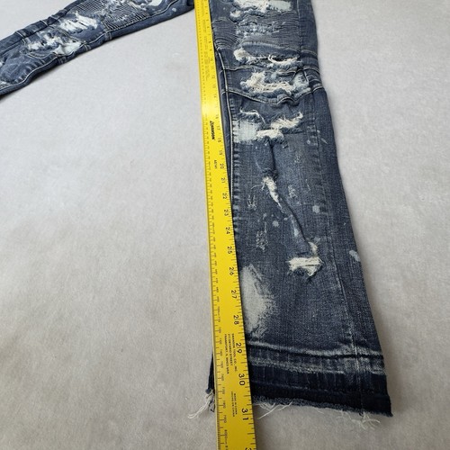 NWOT - Crysp Denim - Size 29x32 - Zipper Moto Skinny Jeans - Acid Wash Blue - Afbeelding 9 van 10
