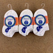 Jefferies Socks Toddler Shoe Size 3-7 White Cotton Blend Ankle Socks 6 Pairs NWT
