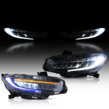 Set VLAND LED Headlights For 2016-2021 Honda Civic Projector Sequential Blue DRL