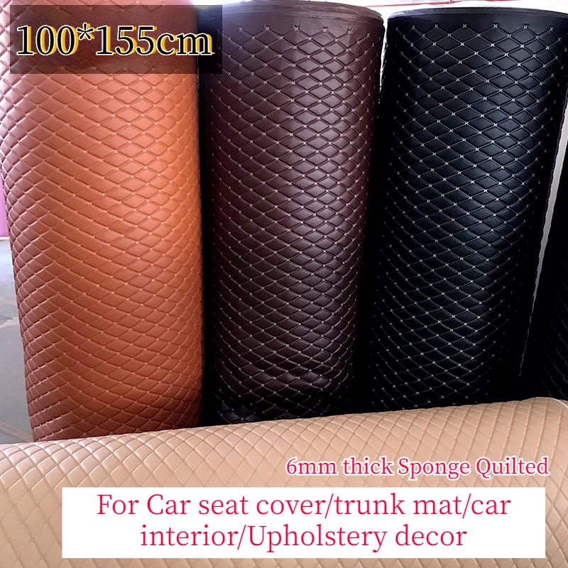 DIY Faux Leather Fabric Diamond Thick Quilted Sponge Back Car Interior Material - image 3 of 4