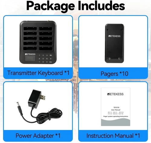 Retekess TD157 vibrierendes Pager-System, Summer für Restaurant, 984 Fuß große Reichweite, - Bild 9 von 12