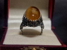Vintage old Antique Baltic Amber Ring two colors, German silver nickel 7,6 gr