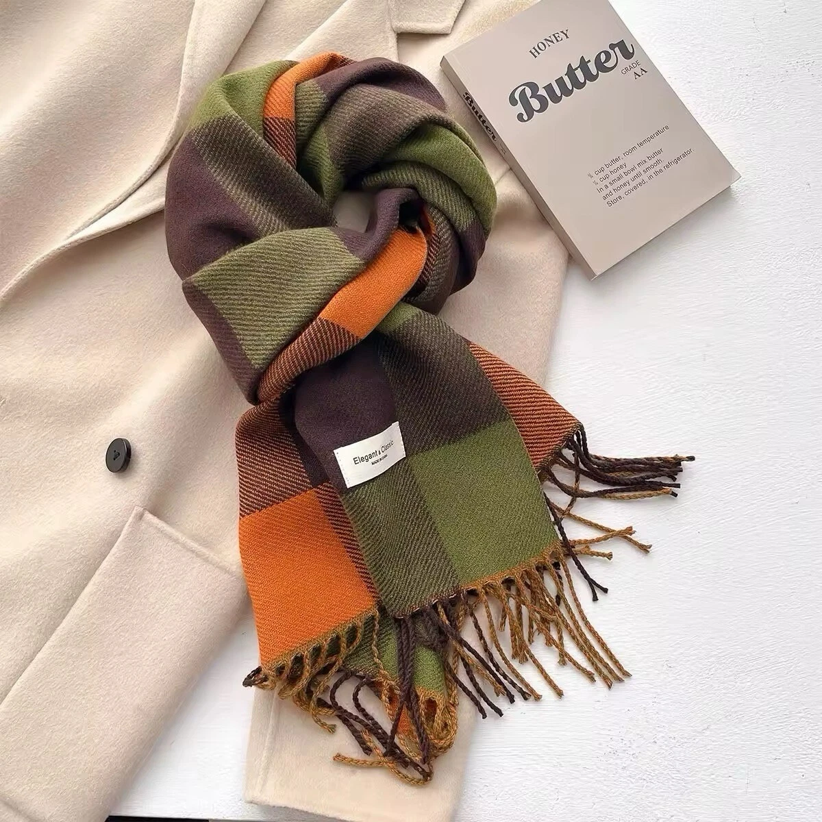 New Double Sided Checked Winter Shawl Cashmere Pashmina Touch Unisex Bufanda UK