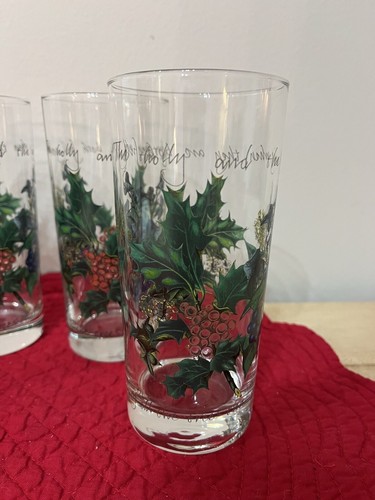 PORTMEIRION HOLLY & THE IVY CHRISTMAS HIGHBALL GLASSES SET OF 4-EXCELLENT! - Picture 9 of 13