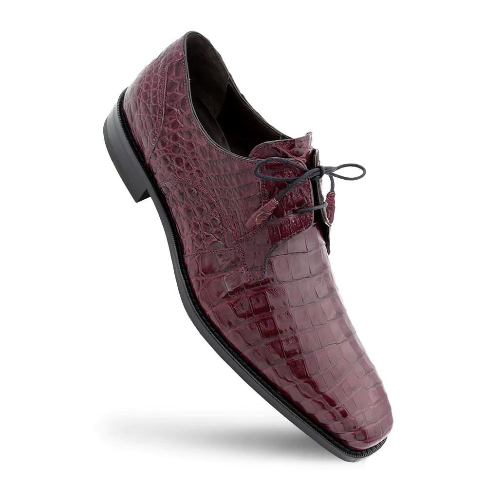 Mezlan Anderson Crocodile Derby Shoes Burgundy (13584-F) | eBay