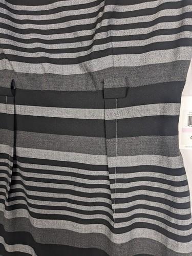 Vestido para mujer Calvin Klein negro y gris sin mangas acanalado hasta la rodilla talla 6, nuevo con etiquetas. - Imagen 4 de 13