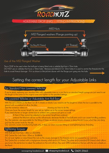 RoadNutz Front Adj Drop Links for Vauxhall Vectra 2.5i X25XE 24V 09/1995-08/2000 - Picture 5 of 5