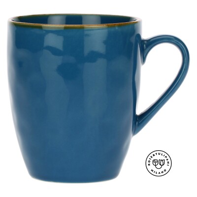 Tasse Groß Steingut Becher Kaffeetasse Kaffeebecher 430ml Concerto Blu Avio Blau