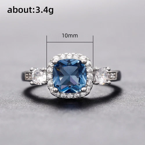925 Silver Filled Ring Gorgeous Women Blue Cubic Zirconia Wedding Jewelry UK - Picture 23 of 53