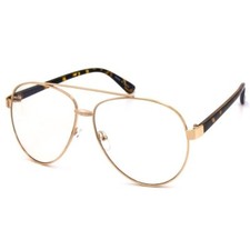 Aviator Glasses Gold Frame Tortoise Temple Clear Lens Fashion Eyewear Hip Hop