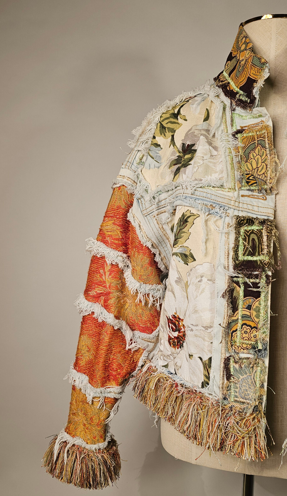 Boho exclusive Handmade Unisex one of a Kind jacket. Che21. "La France". image 2