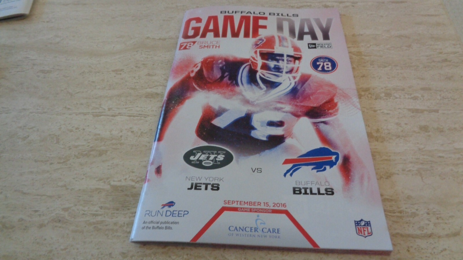 9/15/16 New York Jets at Buffalo Bills Football Program Bruce Smith