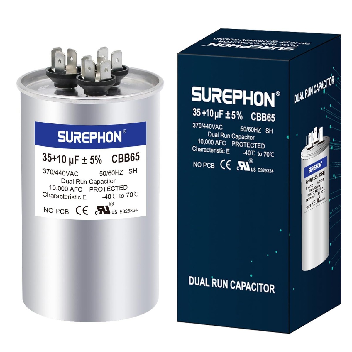 おまとめ【fl35】【cal10】【cal27】 Powswopx 2 Pack 35+5 MFD 35/5 uF 370 or 440 Volt CBB65B Dual