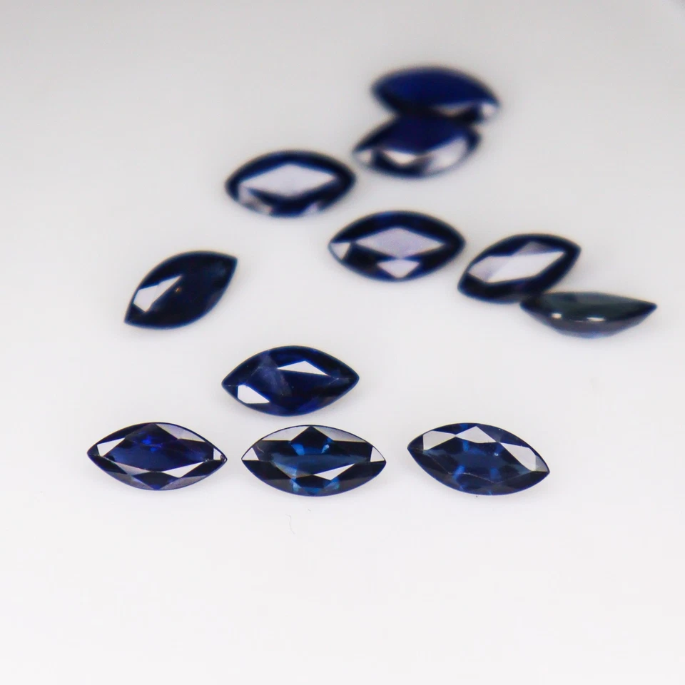 Natural Faceted Blue Sapphire Piece In Marquise Shape Lot 8x4 mm Size - Image 4 of 4