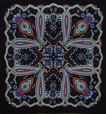 Cotton Paisley Head Scarf Bandana 22" x 22" Black Blue