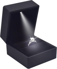 LED Lighted Engagement Ring Box - Elegant Matte Black Ring Case for Wedding Ring