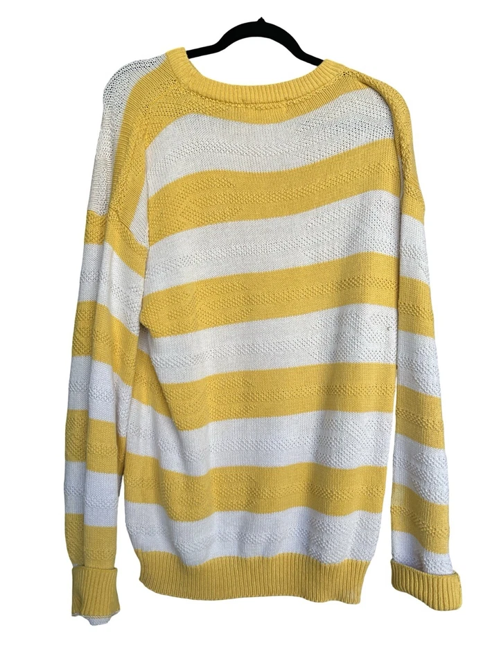 Suéter Christian Dior Para Hombre Vintage Años 80 Rayas Blancas y Amarillas Talla L Raro Foto 3 de 3