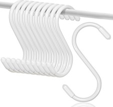 10 Pack 3 Inch Vinyl Coated S Hooks, Heavy Duty S Hooks White with Storage Case,