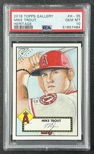 MIKE TROUT PSA 10 2018 TOPPS GALLERY BASEBALL #H-35 HERITAGE ANGELS 484