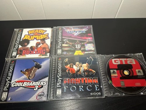 PS1 Game Lot 5 GAMES, Fighting Force, NFL Blitz, GTA 2 Cool Boarders 3, And More