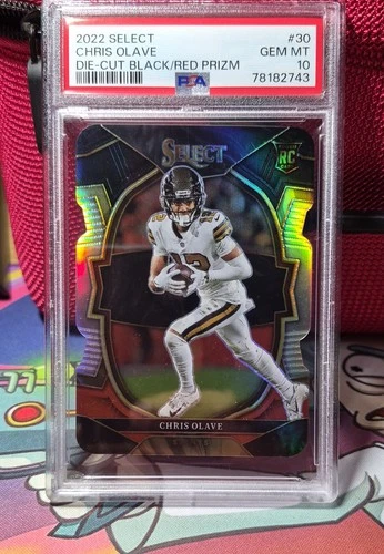 2022 Panini Select - Concourse Chris Olave #30 Black & Red Prizm Die-Cut PSA 10