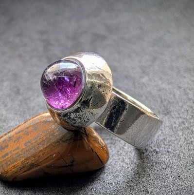 Vintage Designer Ring Finnland Sterling Silber 925 Amethyst alt RG 52/53