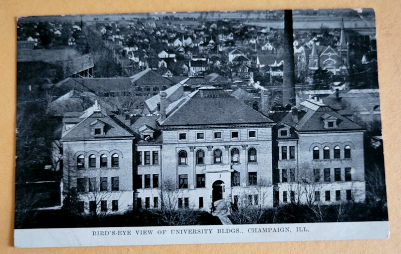 Bird's Eye View of University Illinois Buildings Champaign County IL Postcard