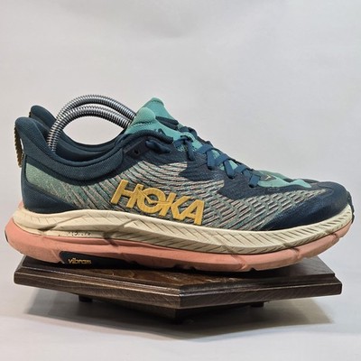 HOKA Mafate Speed 4 Shoes Womens Size 9 Teal Blue Trail Running Vibram 1131056