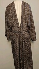 Vintage Men's Cezar 100 Silk Geometric Bath Robe Pockets Belt One Size GVC