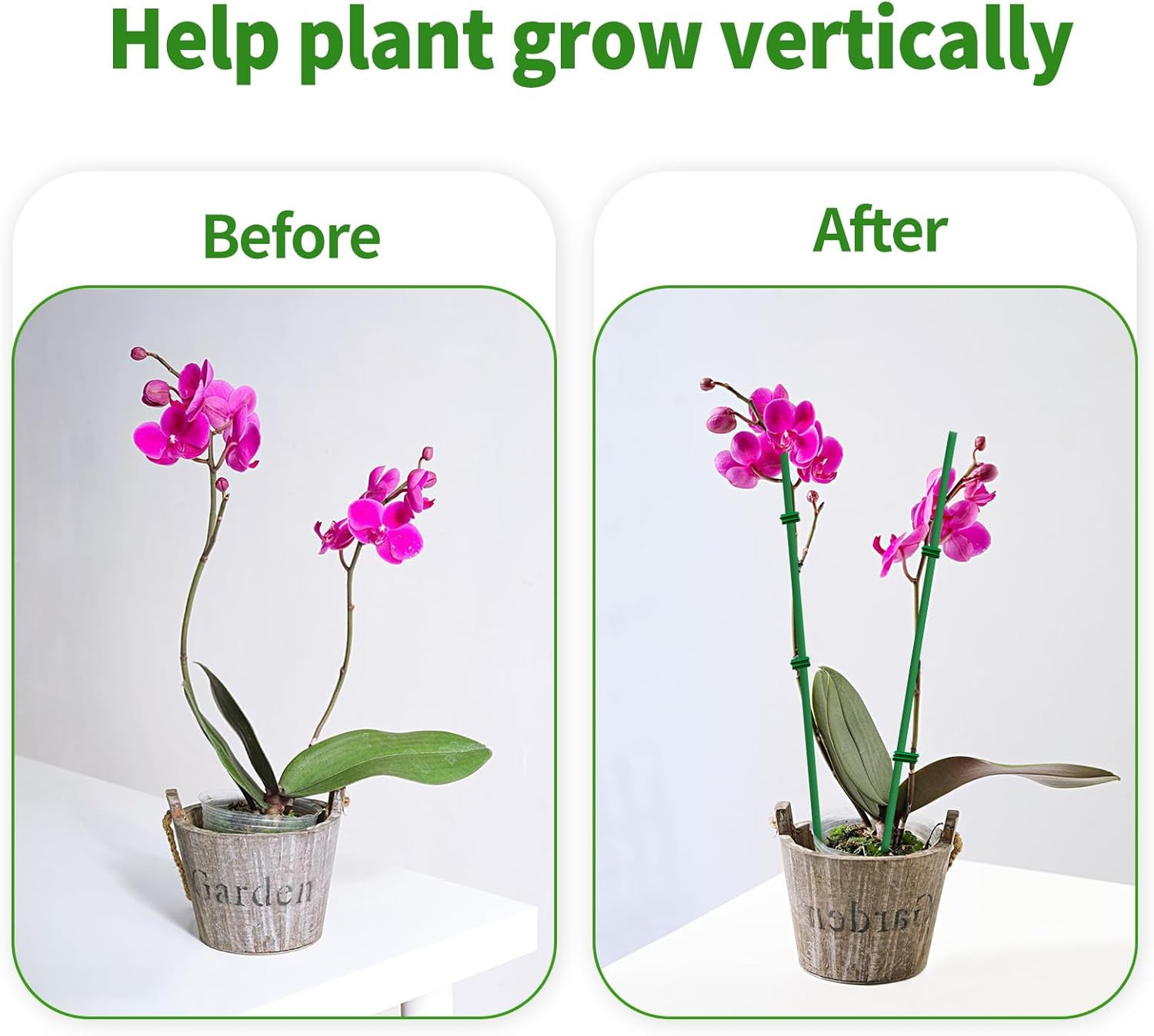 [36 Pcs] Plant Stakes, Bendable Plant Sticks, 18 Inches Single Stem Plant Suppor