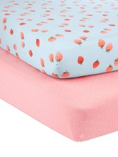 Toddler Girl's Baby Girls' 2-Pack Cotton Crib Sheets Baby Costume, Strawberri...