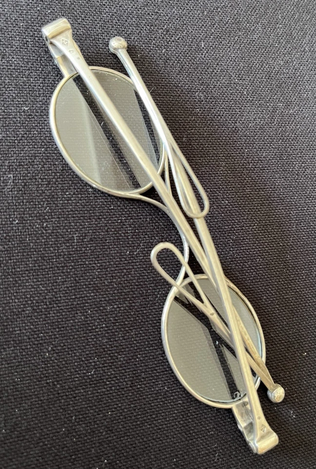 Lunettes anciennes à système - Argent Massif - 1840 Optique Poinçons LMC - Photo 2/4