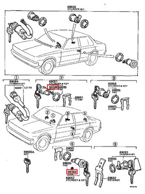 Genuine Toyota LandCruiser 80 Series HZJ HDJ Yellow Door Lock
