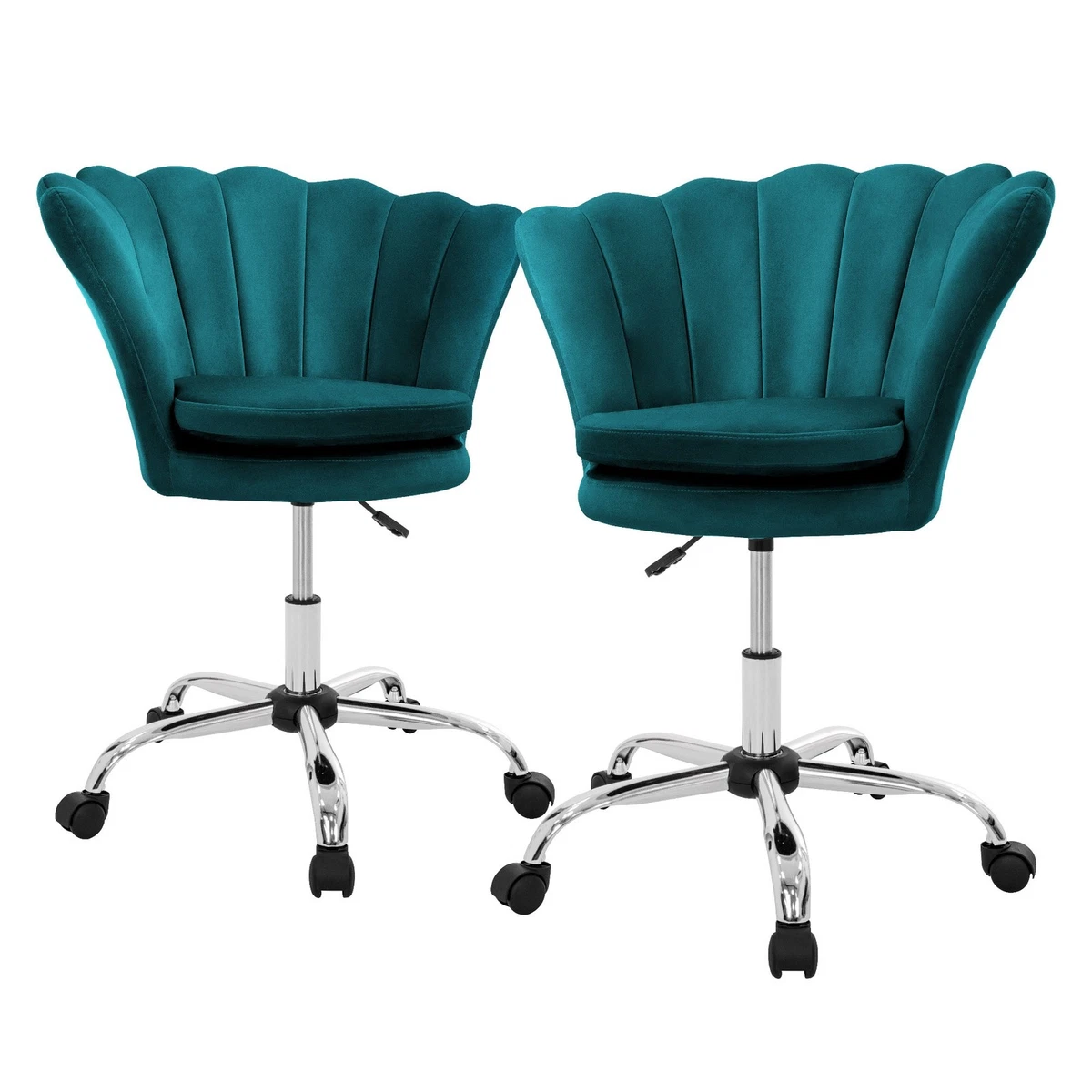 Set 2x sillas de oficina asientos de terciopelo sillón ergonomico azul petróleo