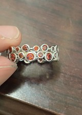 New Sterling Silver Red Ruby Colored Circles Band 5.7grams Ring Size 8