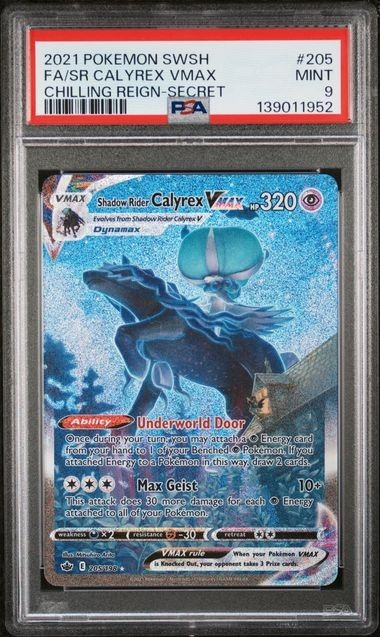 PSA 9 SHADOW RIDER CALYREX VMAX 205 CHILLING REIGN SWORD & SHIELD POKEMON MINT